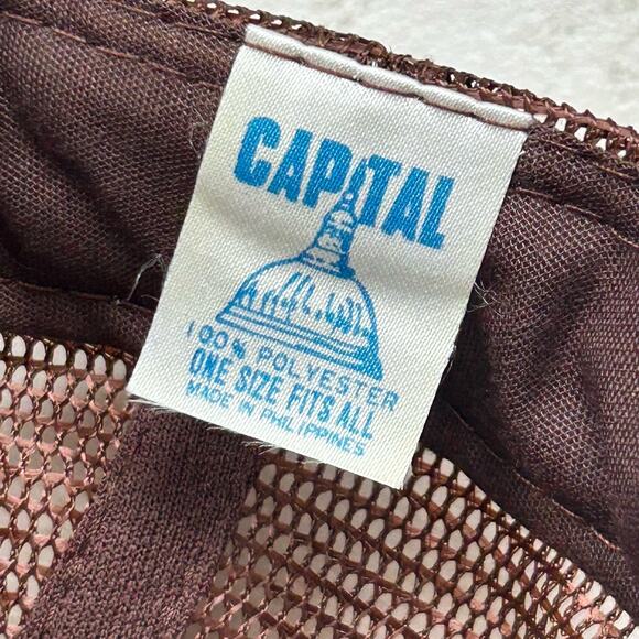 Vintage 70s 80s Smokey’s Janitorial Brown Mesh Snapback Trucker Hat Cap - Picture 8 of 8